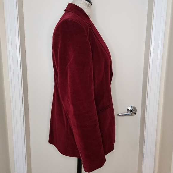 80s Burgundy Velvet Blazer Jacket - Picture 3 of 13